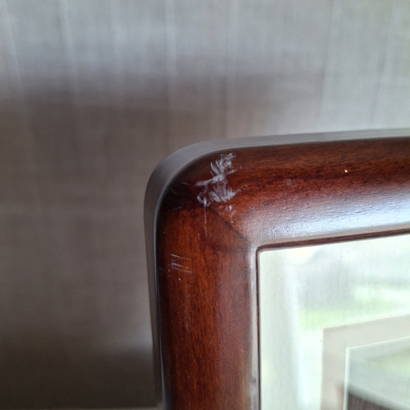 Dark Wood Rounded Edge Photo Frame w/ Matte - Picture 3 of 10